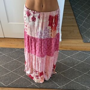 Zara Floral Pink and Cream Maxi Skirt